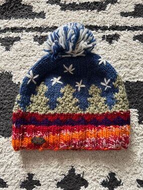 Turtle Fur Multicolor Pom Pom Knit Beanie